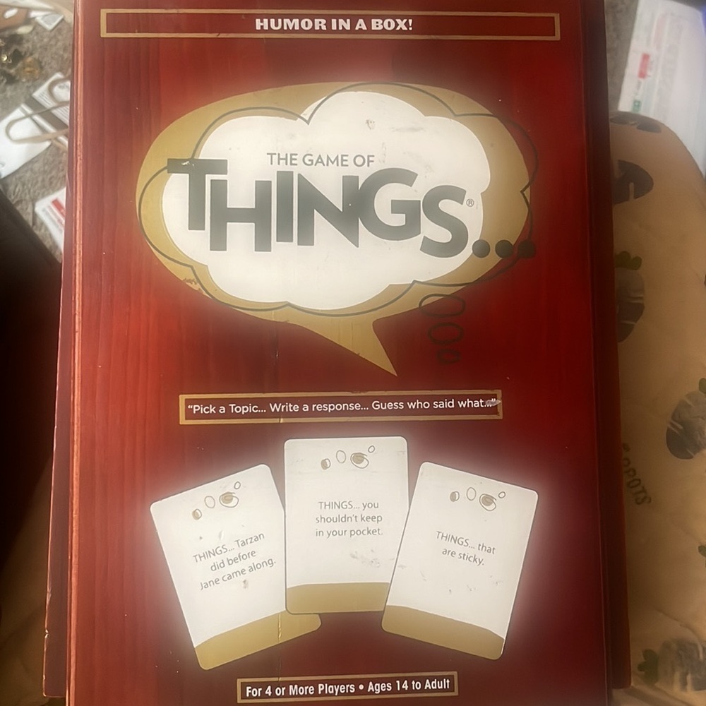 THE GAME OF THINGS “HUMOR IN A BOX” IN A WOODEN BOX 2ND EDITION FOR 4 OR MORE